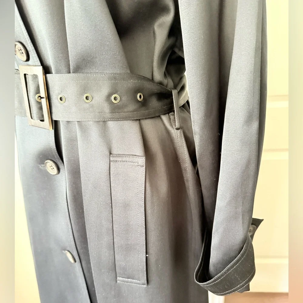CELINE Silk Wool Blend Belted Trench Coat - Picture 9 of 16
